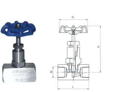 J11W內(nèi)螺紋針型截止閥結(jié)構(gòu)圖 J11W內(nèi)螺紋針型截止閥結(jié)構(gòu)圖